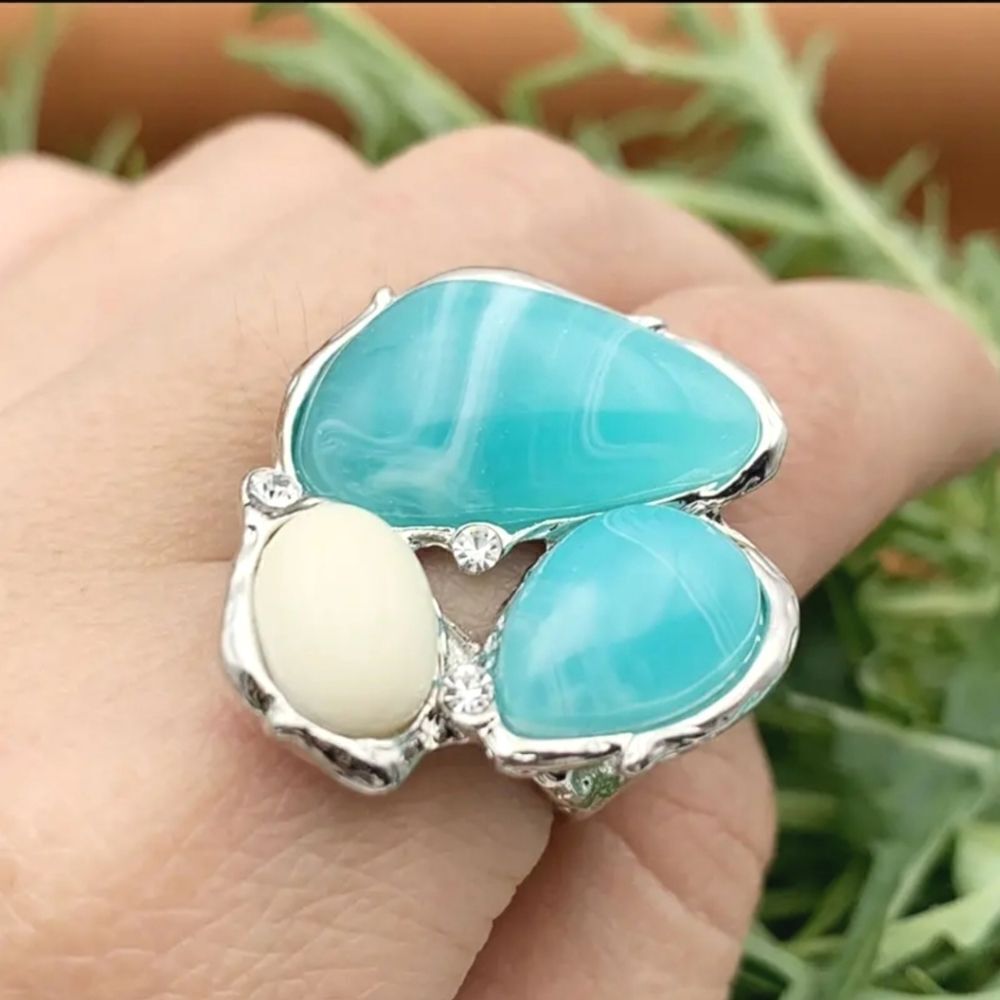 Vintage Unisex retro stone ring size 7